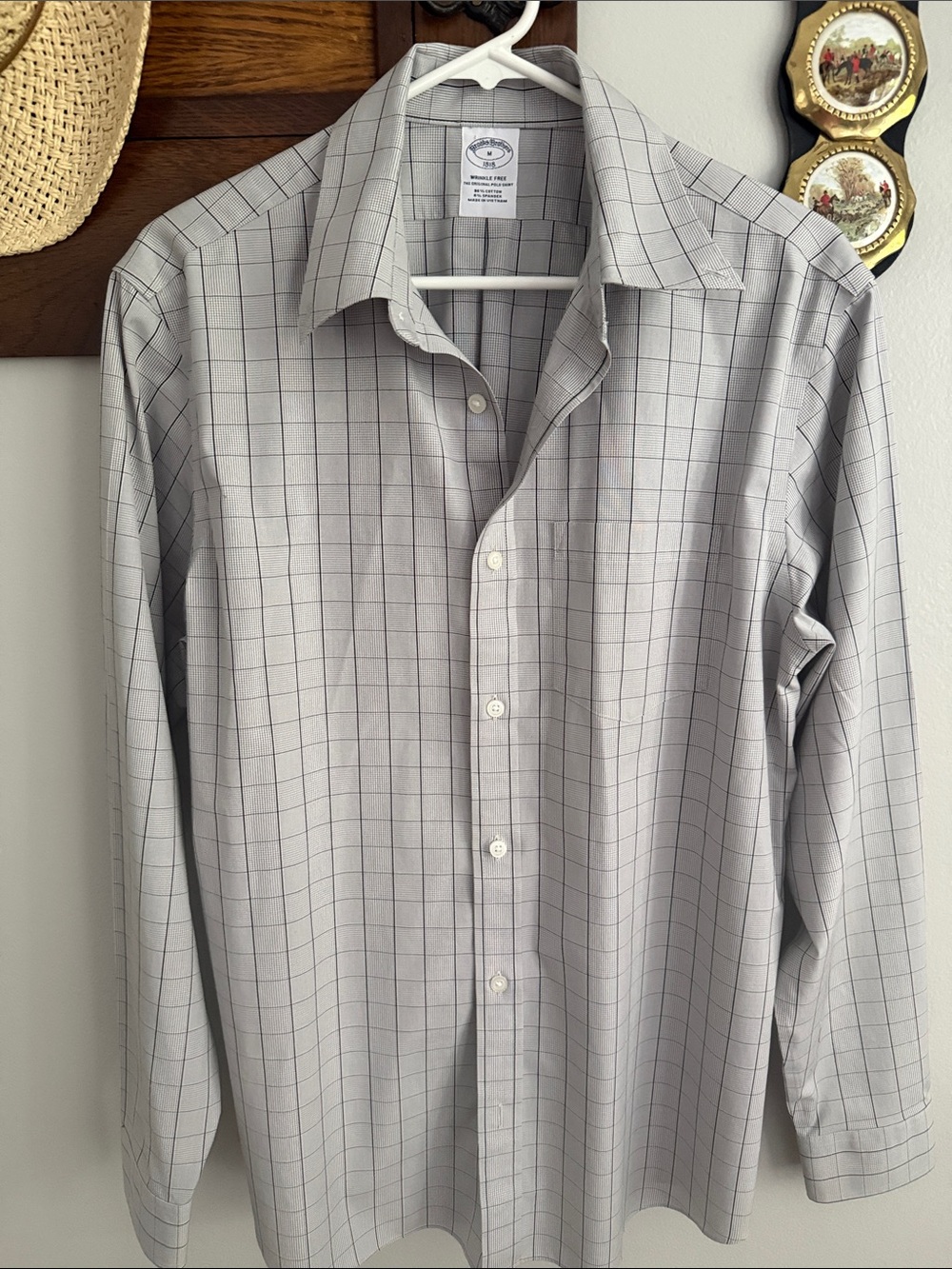 Brooks Brothers Gray Windowpane Dress Shirt